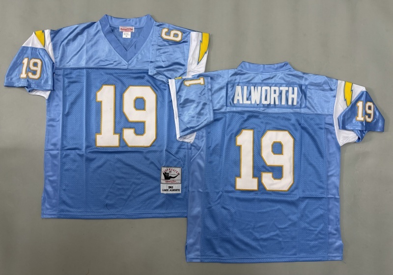 Men 2025 Los Angeles Chargers #19 Alworth Light blue Throwback Limited NFL Jersey style 002